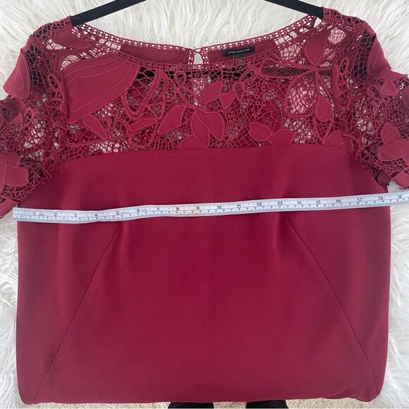 Ann Taylor Wine Burgundy Crochet Top Dress Sz 6 - Picture 9 of 12